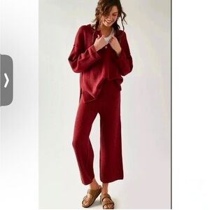 NWT Free People Hailee Sweater Set in Red